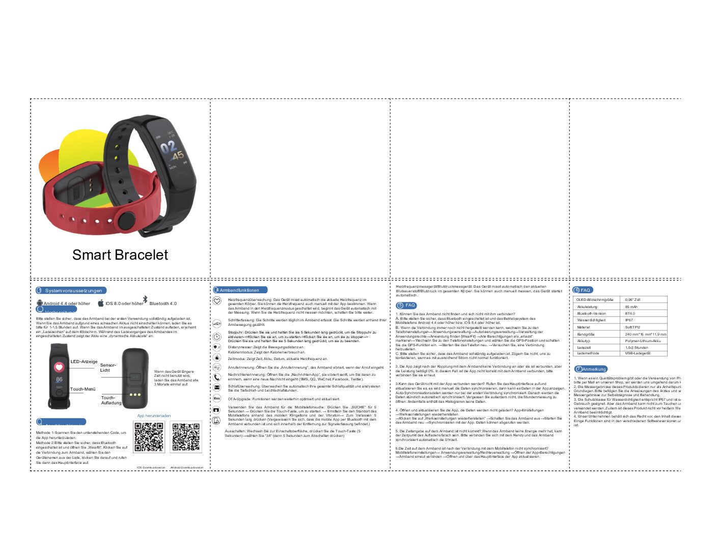 Sporttronic Smart Bracelet Bedienungsanleitung